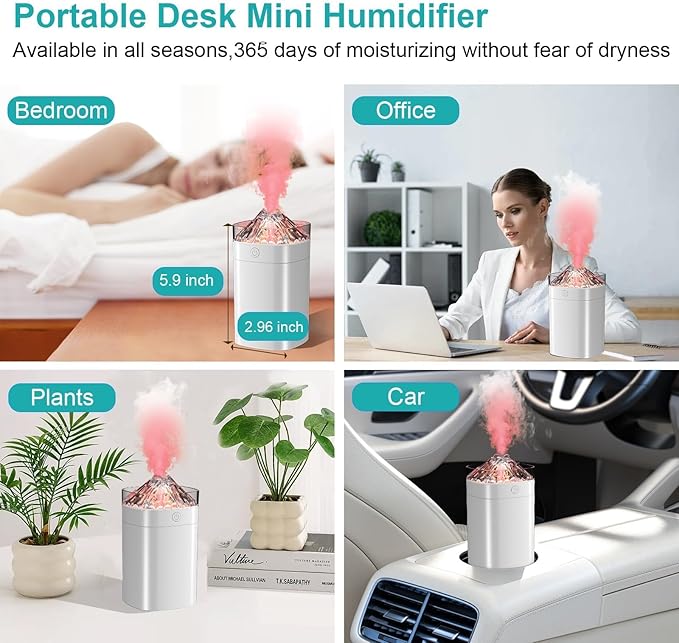 Small Humidifier, 400ml Small Humidifiers for Plants with 2 Spray Modes, Portable Mini Humidifier for Travel, Waterless Auto-off Humidifiers with 7-Color Night Light for Bedroom Nightstand Office - Image 7