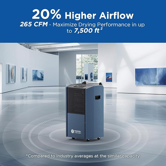 190 Pints Commercial Dehumidifier with Pump for Basements, Industrial Heavy Duty Commercial-grade Portable Dehumidifiers for Large Spaces Warehouse Grow Room, Water Damage Restoration - Image 3