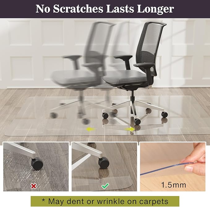 8'×10' Crystal Transparent Floor Mat for Under Kitchen Table, Waterpoof Easy Cleaning Plastic Area Rug Protector Cover, No Spill Easy Flat Floor Protector for Living Room, Art Studio - Image 4