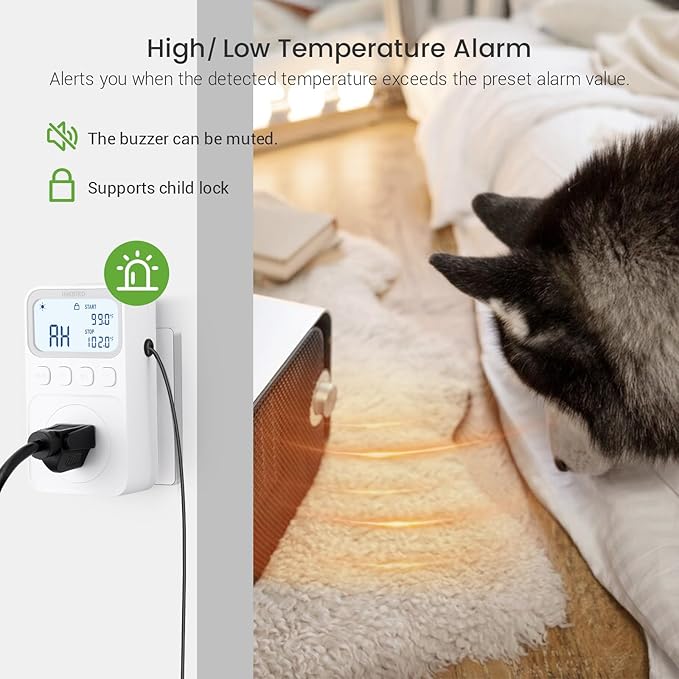 INKBIRD Plug in Thermostat 15A 1800W, Programmable Heating Cooling Digital Temperature Controller Timer for Window A/C Fan Heater Greenhouse Homebrewing Reptile - Image 6