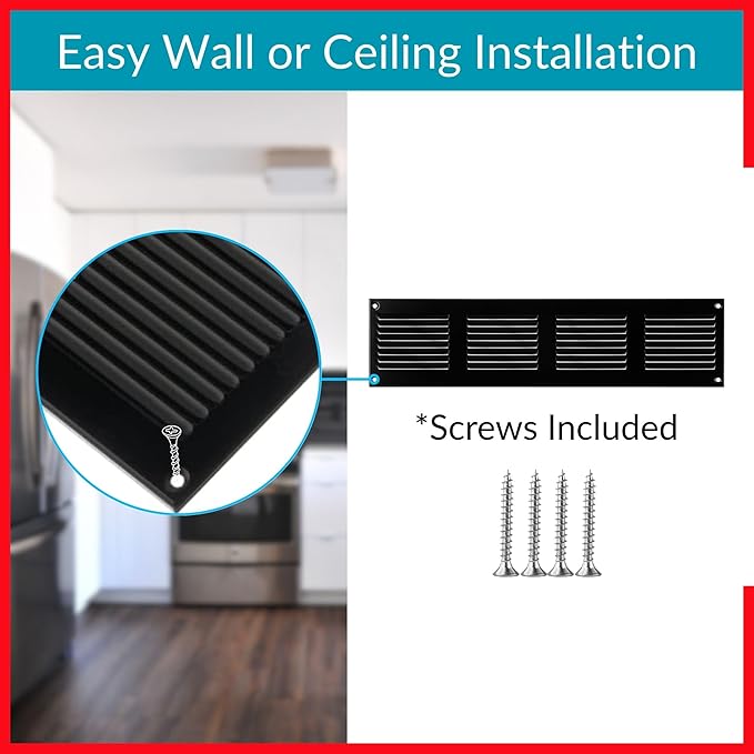 14x2 Vent Cover (Duct Opening) - Black HVAC Return Air Grille for Wall and Ceiling - Metal AC Vent Cover with Mesh - Rectangular Ventilation Register - External Dimensions: 15.75" W x 3.94" H - Image 4