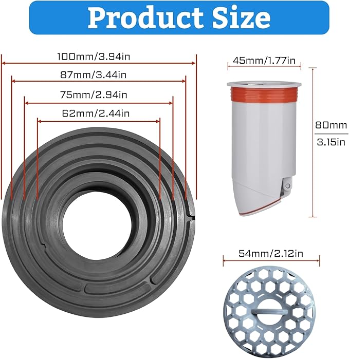 Odor-Proof Shower Drain Plug - Backflow Preventer with Magnetic Closure Valve, Hair Catcher, and Silicone Reducer Ring, Fits 1.9''-3.9'' ID Drains, Sewers, and Pipes - Image 2