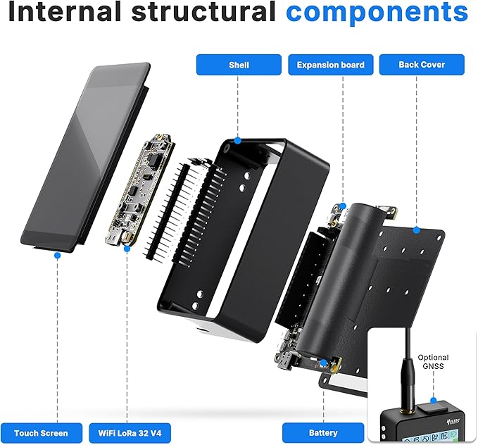 Heltec ESP32 LoRa V4 Development Board with Tempered Glass Case GPS 2800mAh Battery Antenna ESP32 S3 SX1262 Chip Surport WiFi Blue Tooth LoRa for Meshtastic IoT Smart Home - Image 6