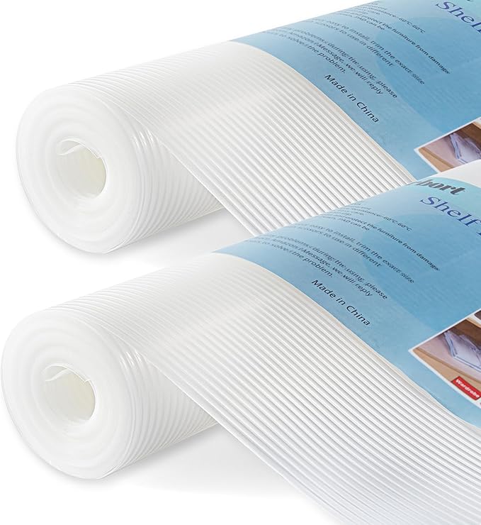 2 Rolls Thickened Shelf Liner, 16 in x 20 FEET Non-Slip Cabinet Liner, Washable Oil-Proof Contact Paper for Kitchen Drawer, Cabinet, Shelves, Refrigerator, Storage, Desks, Non Adhesive by TEZZ