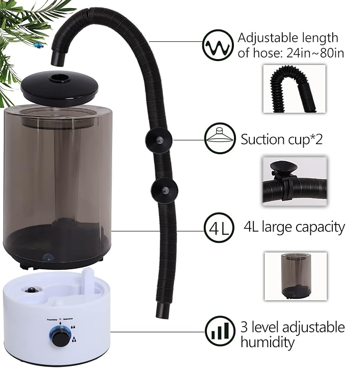 4L Reptile Humidifier Fogger with Extended Hose - Adjustable & Quiet Fogger/Mister for Chameleon, Bearded Dragon, Amphibians - Large Capacity(White) - Image 2