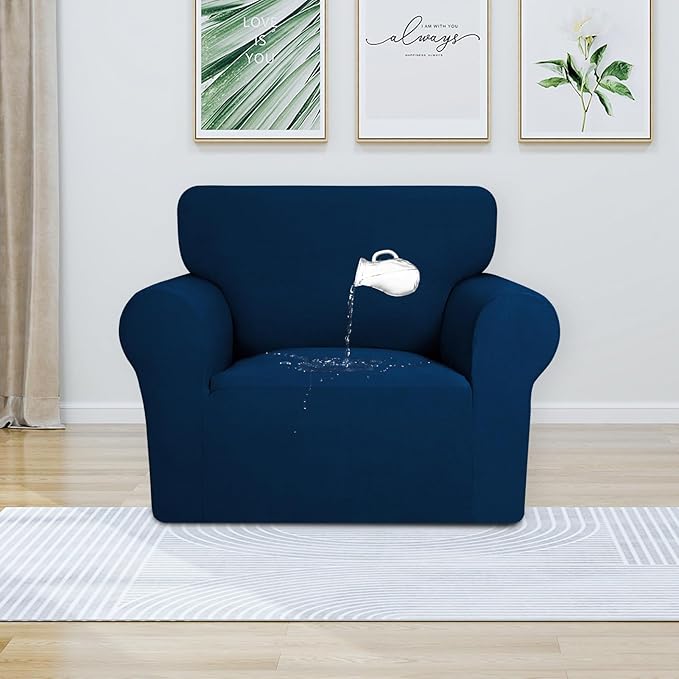 PureFit 100% Dual Waterproof Couch Cover Slipcovers for Couches and Sofas - Stretch Non Slip Fleece Sofa Covers Washable, Leakproof Furniture Protector for Kids, Pets, Dog (Chair, Navy) - Image 2