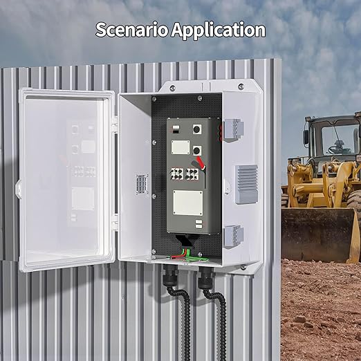 Outdoor Electrical Junction Box, ABS Water Resistant Enclosure with Internal Mounting Panel & Hinged Cover (13" H* 9.2" L* 5.6" W) - Image 5