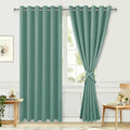 Hiasan Room Darkening Curtains for Bedroom, 70 x 84 Inches - Thermal Insulated & Energy Saving Window Drapes for Living Room/Dorm Room, Set of 2 Panels Sewn with Tiebacks, Sage Green by Hiasan