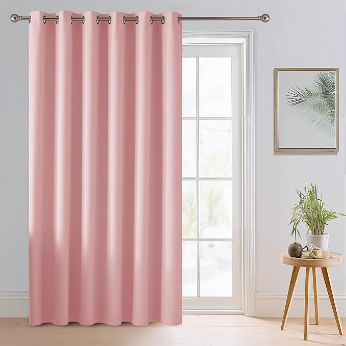 RYB HOME Blackout Thermal Insulated Curtains, Portable Curtain for Sliding Glass Door/Storage/Space Room Divider, Large Window Treatment Room Divider Panel, W80 x L84, Pink, 1 Panel by RYBHOME