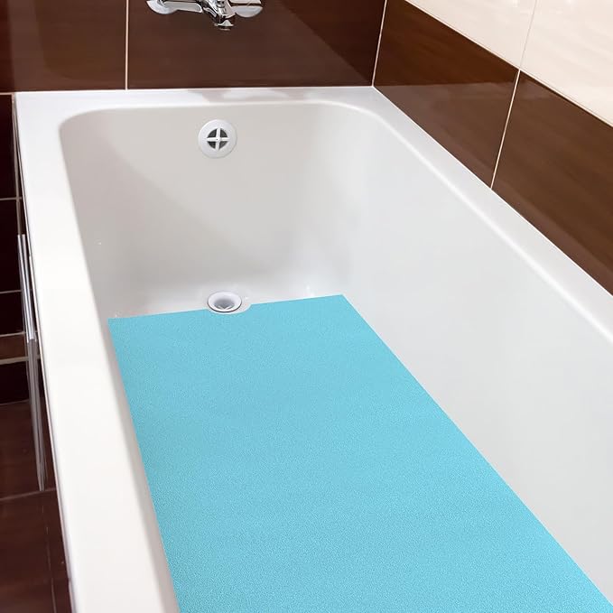 16" x 40" Non Slip Bathtub Mat with Drain Cut Out Anti Slipping Non Skid Safe Tub Mat Adhesive Peel and Stick Bath Tub Mat PEVA Tub Sticker for Shower Floor Boat Wet Areas(Light Blue) - Image 6