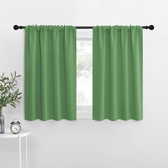 NICETOWN RV Bunk Curtains, Froest Green, 2 Panels, W42 x L30 -Inch, Kitchen Window Curtains Over Sink, Thermal Insulated Rod Pocket Blackout Blinds & Drapes for Small Windows by NICETOWN