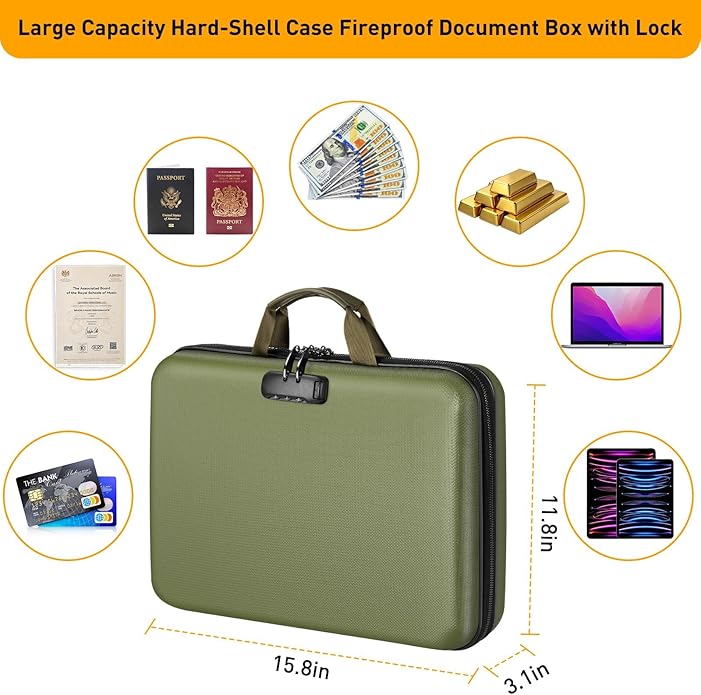 Fireproof Document Organizer Bag, 5200℉ File Organizer Safe Box, Hard Shell Document Bag with 13 Pocket Accordion File Folder - Image 6