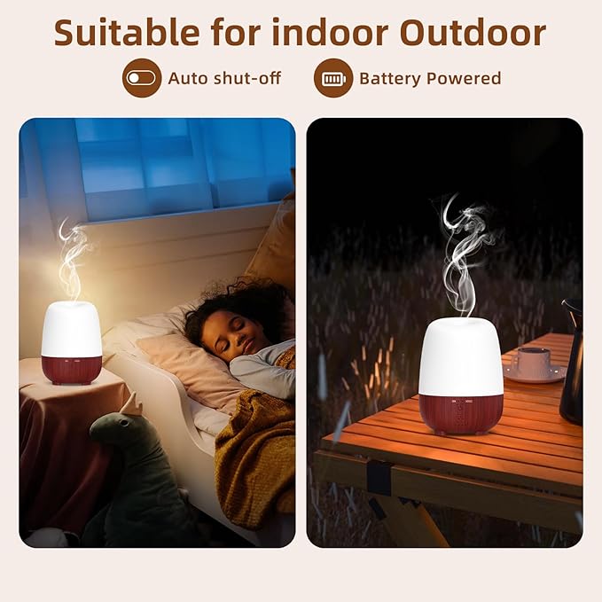 150ML Cordless Essential Oil Diffuser, Rechargeable Battery-Operated Quiet Aromatherapy Diffuser with 7-Hour Runtime,2 Timer Settings & 7-Color LED Light for Bathroom,Bedroom,Living,Room - Image 5