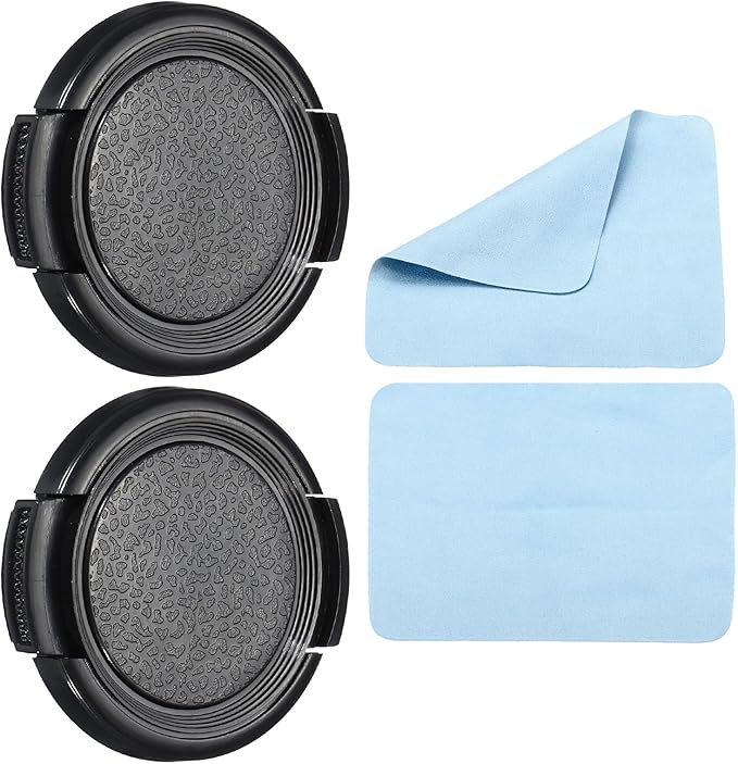 PATIKIL Camera Lens Cap, 2 Pack Sides Pinch Front Lens Cover with Microfiber Cleaning Cloth for 37mm Thread Universal DSLR Lenses for Nikon, for Fujifilm, for Pentax, for Leica by PATIKIL