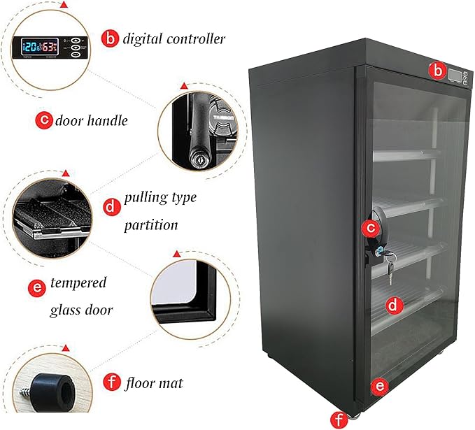 Automatic Digital Camera Dehumidify Storage 100L Dry Cabinet Box Storage 5 Layers Dry Cabinet with Tempered Glass for Camera & Lens Equipment Saving Storage Noiseless & Energy Saving Cabinet - Image 6