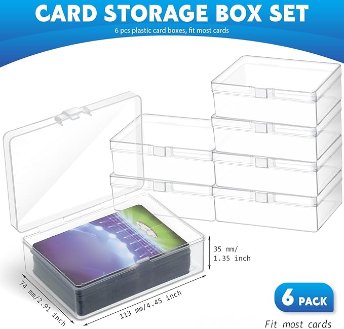 Vicenpal 6 Pcs Playing Card Boxes Clear Plastic Deck Cases Trading Card Storage Boxes Compatible with MTG TCG 100 Game Cases Holder 4.45 x 2.91 x 1.35 Inch - Image 2