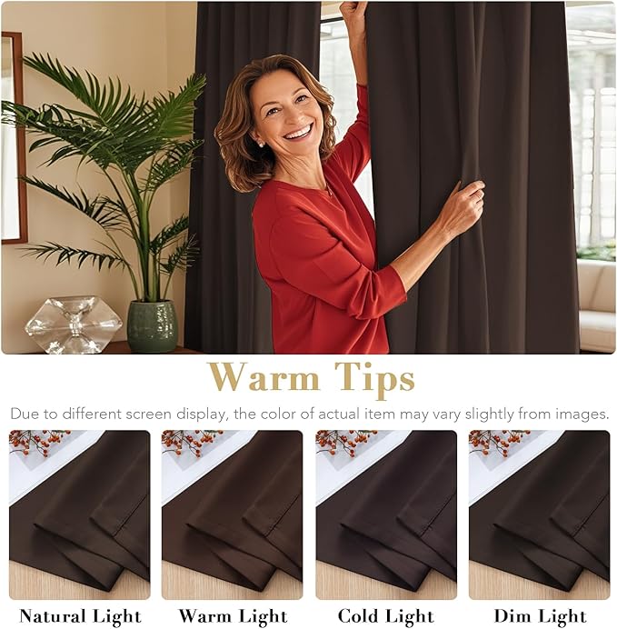 H.VERSAILTEX Blackout Curtains Thermal Insulated Window Treatment Panels Room Darkening Blackout Drapes for Living Room Back Tab/Rod Pocket Bedroom Draperies, 52 x 96 Inch, Chocolate Brown, 2 Panels - Image 6