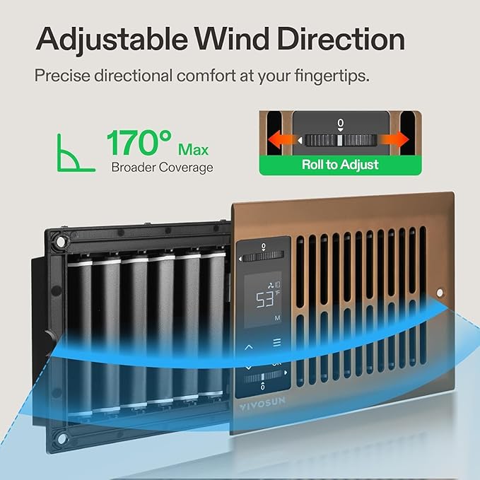 VIVOSUN Quiet Register Booster Fan for "  " Holes, Cooling Heating Vent Fan with 10-Speeds App Control &Adjustable Wind Direction, Thermostat Control for Bedroom, Bathroom &Attic, Brown - Image 4