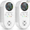 5-in-1 Carbon Monoxide Detectors, Natural Gas Leak Detector, Plug-in & Battery Backup Co Detector, HD Digital Display, CO Gas Temp Humidity Sensor Vilfet, 2-Pcs, White by VilfeLLC