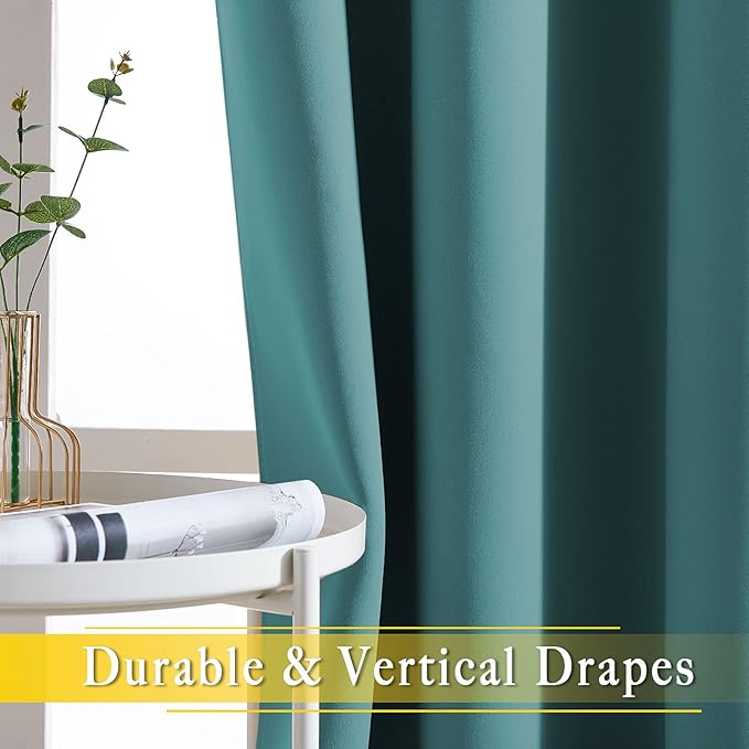 NICETOWN Blackout Room Darkening Window Curtain - Thermal Insulated Solid Grommet Blackout Patio Door Curtain/Drape for Living Room (Sea Teal, 1 Panel, 80 by 95-inch) - Image 6