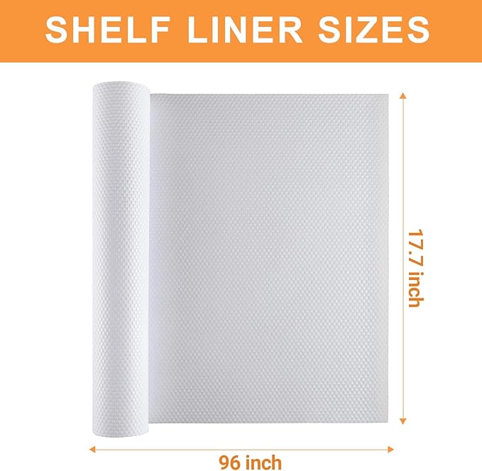 FLPMIX Shelf Liner White - Waterproof Pantry Cabinets Liners - Washable Non-Adhesive Kitchens Drawer Paper - Easy to Cut EVA Bathroom Cupboard Mat 17.7" X 96Inch - Image 9