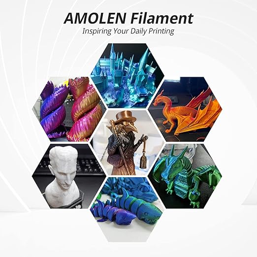 AMOLEN PLA 3D Printer Filament PLA Filament 1.75mm Silk Filament Bundle,Gold, Silver,Bronze, Red Copper,3D Printing Filament Bundle, 200gX 4 Spools - Image 7