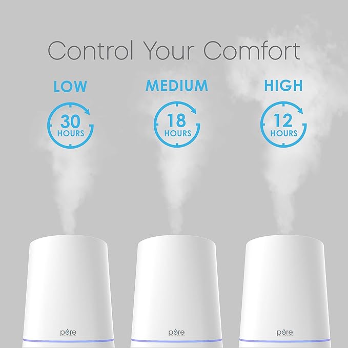Pure Enrichment HUME Max - Easy Top-Fill Ultrasonic Cool Mist Humidifier, 3.7-L (1 Gallon) Water Tank, 3 Mist Settings, & Auto Shut-Off Timer - Ideal for Large Bedrooms, Nurseries & Dry Areas (White) - Image 2