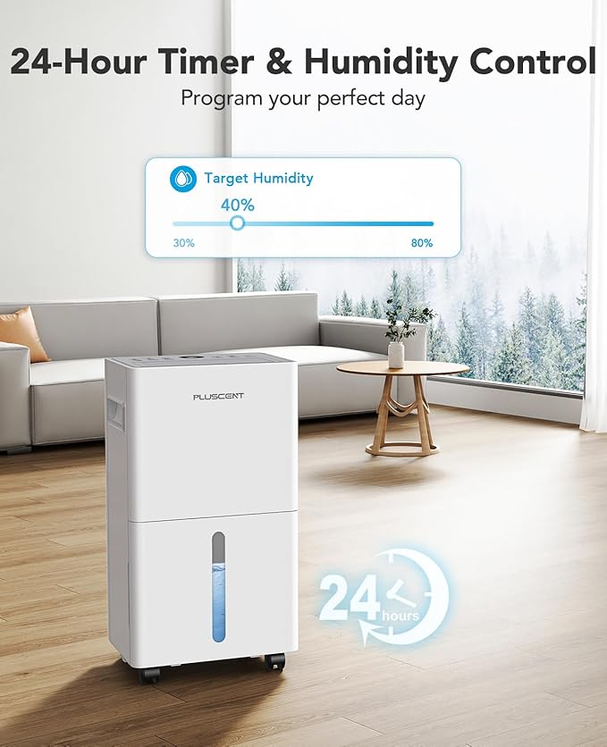 1,500 Sq. Ft Dehumidifier for Basement, 21 Pints Dehumidifiers for Home with Drain Hose, Quiet Operation, Smart Humidity Control, Auto Defrost, 24H Timer, Portable for Bedroom, RV, Bathroom - Image 6