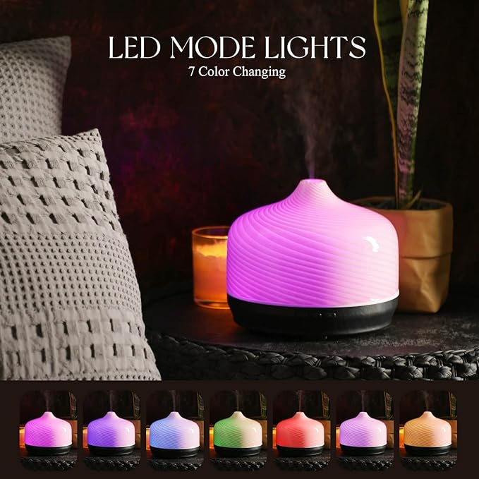 Porseme 500ml Glass Essential Oil Diffuser Aromatherapy Ultrasonic Cool Mist Humidifier 15-21 Running Hours Waterless Auto-Off Air Diffusers for Sleeping Yoga Office Working Spa and Rest (Pure Pink) - Image 2