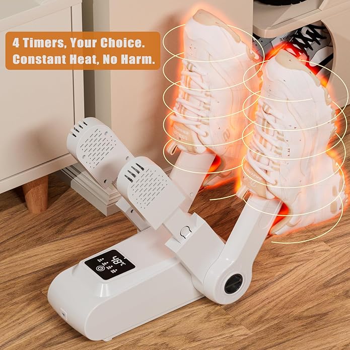 Boot Shoe Dryer - 3-4 Heat Settings, 360° Rapid Drying, Auto Shut-Off & Timer for Sneakers, Work Boots, Gloves - Image 7