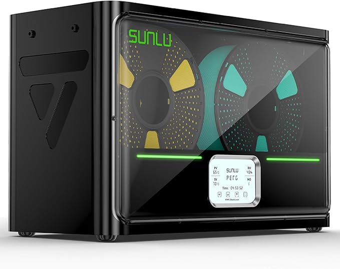 SUNLU Official Filament Dryer S4, 4-Spool Filament Storage Box with Auto Humidity Control, 350W PTC Fast Heating, 70℃ Max Temperature for 3D Printer Filament, S4 Black by SUNLU