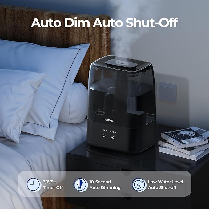 Top Fill Humidifiers for Bedroom, 4.0L Tank Cool Mist Humidifiers for Large Room, 40H Runtime, 28dB Quiet Ultrasonic Air Humidifier for Home, Plants with 9H Timer, Aroma Tray - Image 5
