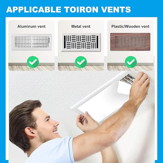 6-Pack White PVC Vent Covers 5.5" x 12" - Universal Non-Magnetic Vent Covers for Floor/Wall/Ceiling | Strong PET Adhesive Backing | Fits RV, Home, Office (Plastic/Wood/Metal) (White PVC Cover 6pcs) - Image 3