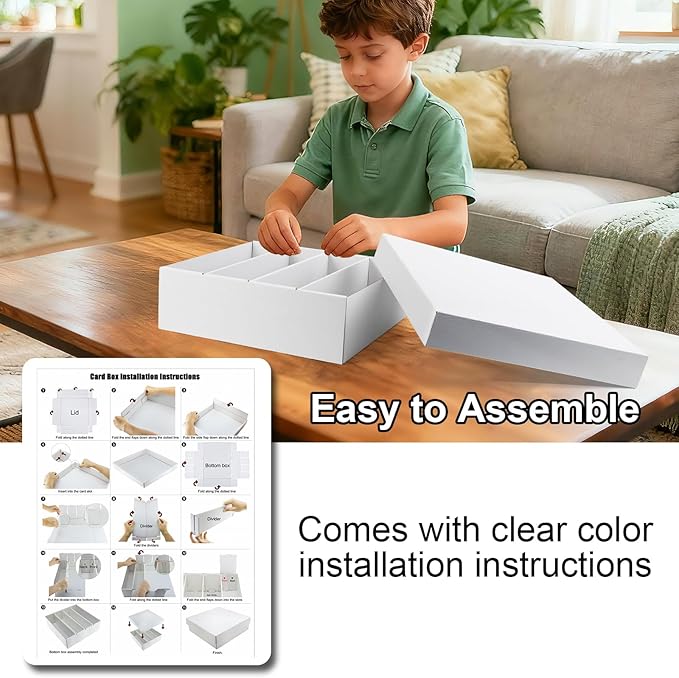 Trading Card Storage Box, Top Loaders Storage Box with 20 Card Dividers, Cardboard Trading Card Organizer for Collectible Cards Games,Card Box Fits For TCG,MTG,TCG and Basktaball Cards, 4 Drawer - Image 8