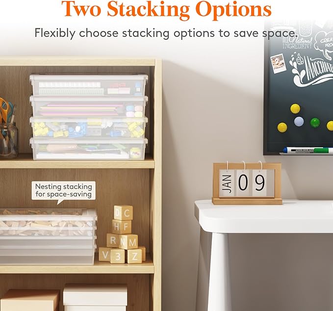 Lifewit 2 Pack Plastic Multi-Purpose Storage Box with Latching Lids, Clear A4 Paper Storage, Classroom Organization, Storage Containers for Board Game, Craft, Document, Magazine, Art Supplies - Image 6