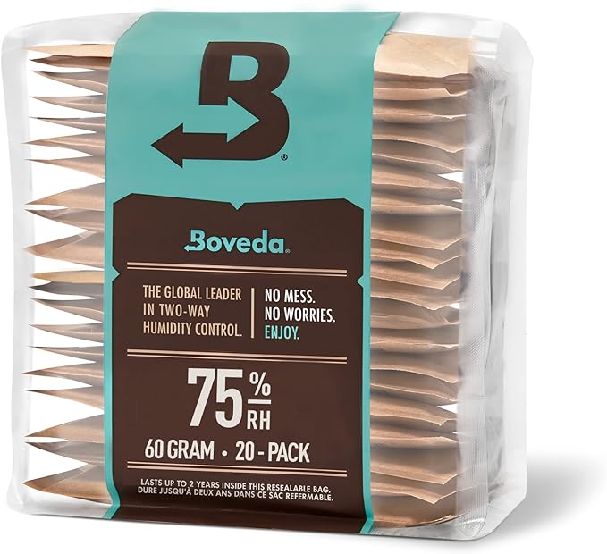 Boveda 75% Two-Way Humidity Control Packs – Size 60 – 20 Pack – Fix Major Moisture Loss in Non-Plastic Humidifier Boxes – Moisture Absorbers – Humidifier Packs – Hydration Packets in Resealable Bag - Image 7