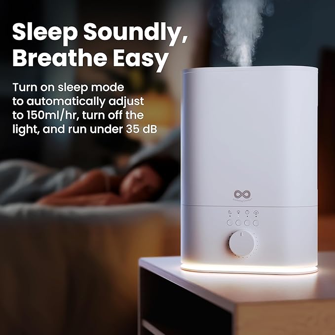 Everlasting Comfort 6L Top Fill Humidifier for Bedroom – Quiet, Easy to Fill & Clean, 60HR Runtime, Night Light, Timer, Ultrasonic Cool Mist, Auto Shut-Off, Essential Oil Compatible - White - Image 7