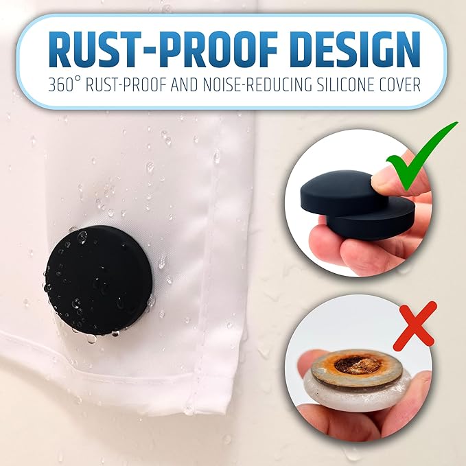 Powerful Anti-Billowing Magnetic Shower Curtain Weights for Splash-Free Bath Experience - 360° Silicone Wrapped - Will Never Rust - Heavy Magnets Prevent Curtain Liners from Blowing | 4 Pairs | Black - Image 4