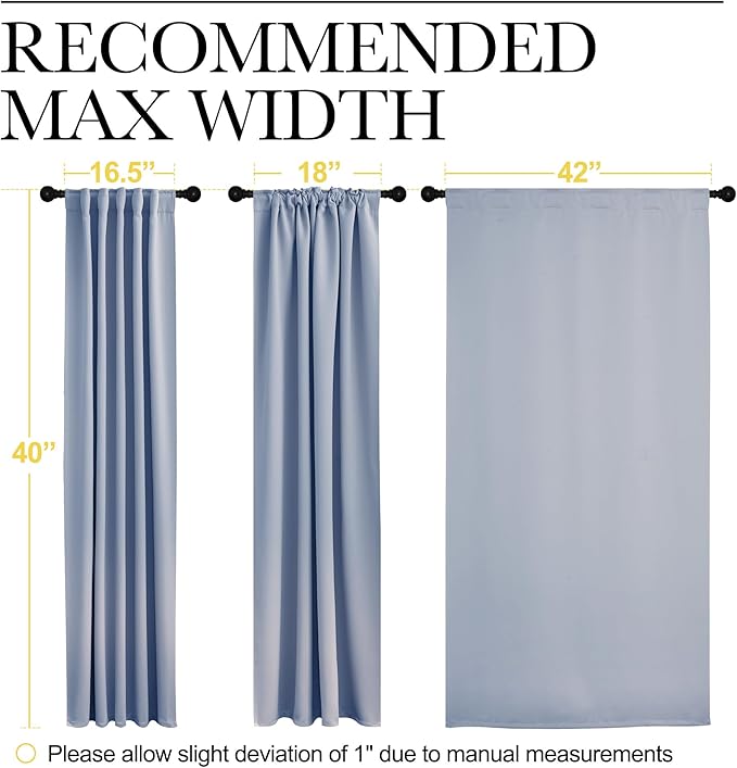 NICETOWN Blackout Window Curtains for Camper - (Vintage Blue Color) 42x40 Inch, 2 Panels Set, Thermal Insulated Room Darkening Blackout Drapes/Draperies with Rod Pocket & Back Tab for Loft - Image 7