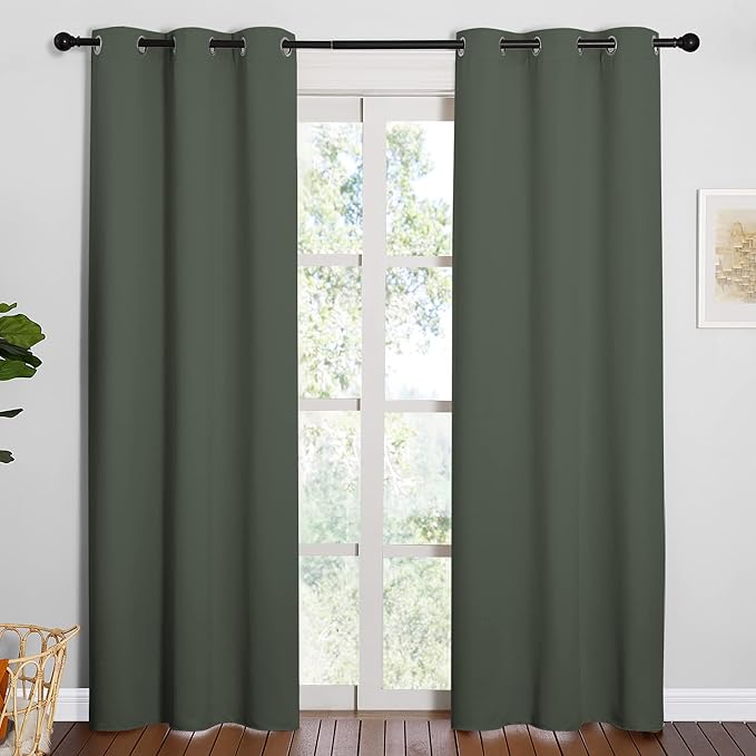 NICETOWN Window Treatment Thermal Insulated Solid Grommet Blackout Curtains/Drapes for Bedroom (Dark Mallard, Set of 2 Panels, 42 by 84 Inch) by NICETOWN