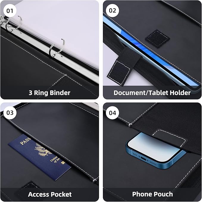 Antner Important Document Organizer Zipper Binder Family Life Emergency Portfolio Waterproof Document Bag for Birth Certificate Protector, Faux Leather Portfolio in Case I Go Missing Binder for Home - Image 5