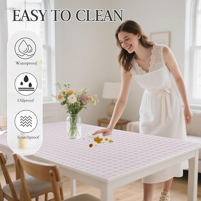 Beautysaid Shelf and Drawer Liner for Kitchen Cabinet, Non Adhesive Non Slip Shelf Paper Waterproof Washable Thickened for Dresser Pantry Shelve Bathroom Protector Liner(Pink Checkered,12 in x 30 FT) - Image 4