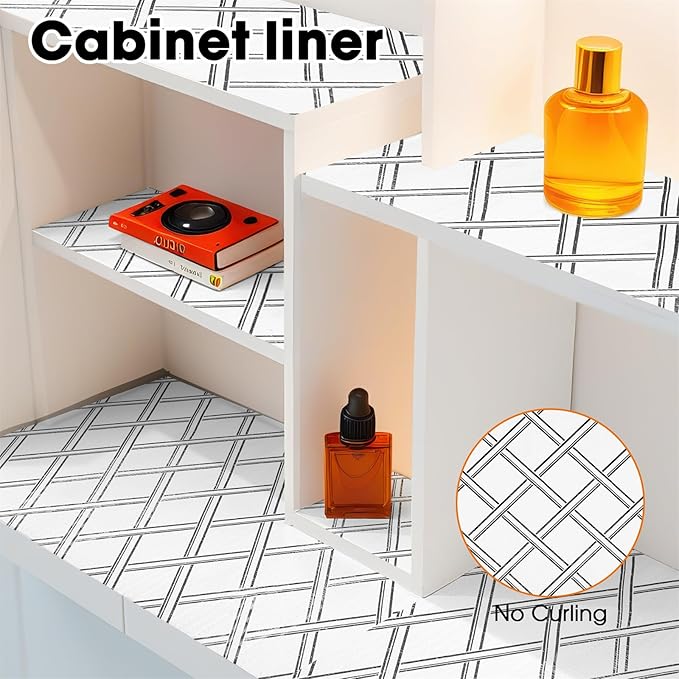 Drawer and Shelf Liners for Kitchen Cabinets Non-Adhesive Cabinet Liners Strong Grip Non Slip Waterproof Contact Paper for Cabinets and Drawers Shelves Cupboard,Geometric,12IN X 20FT - Image 8