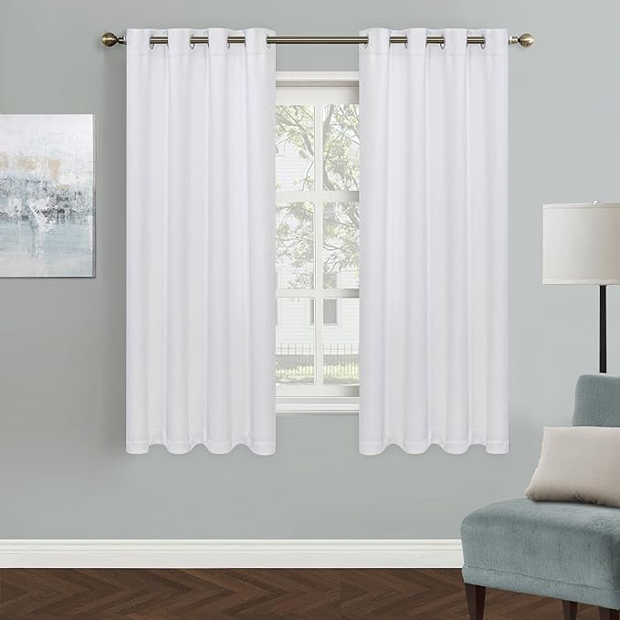 MYSKY HOME White Curtains Bedroom Curtains 63 inch Length Grommet Room Darkening Curtains for Living Room Vertical Blinds Privacy Thermal Insulated Curtains, 1 Curtain Panel, 52 x 63 Inch, Pure White by MYSKYHOME