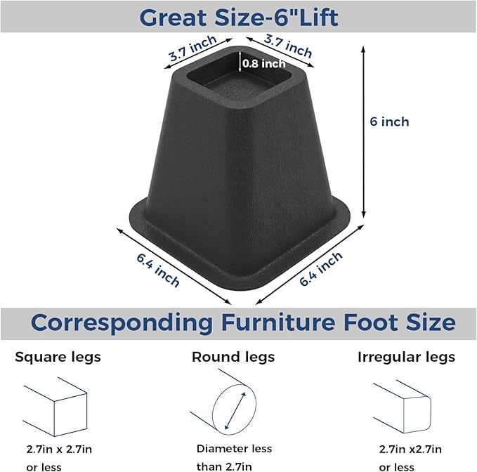 ALORAIR Dehumidifier Riser Kit 4-Pack, 6 Inch Heavy-Duty Universal Crawl Space Support for Optimal Drainage, Vibration & Noise Reduction, Fits All Crawlspace Dehumidifiers - Image 3