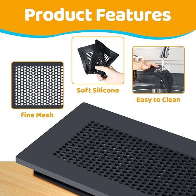 Orzbow Baby Proofing Soft Silicone Vent Cover for Home Wall/Ceiling/Floor Register,Child Proof Floor Air Vent Deflector Cover,Catches Debris Hair & Prevents Creepy Crawlies,Easy Install, Black - Image 6