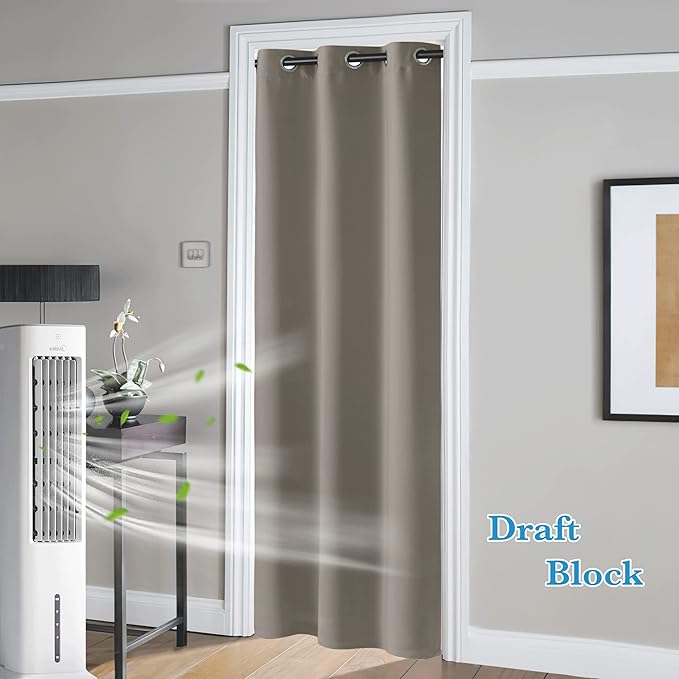 RYB HOME Temporary Doorway Curtains Blackout Privacy Room Divider Curtains Portable Drapes for Closet Wall Panel for Bedroom Living Room Dining Basement Window, W 60 x L 108 inches, Sand - Image 3