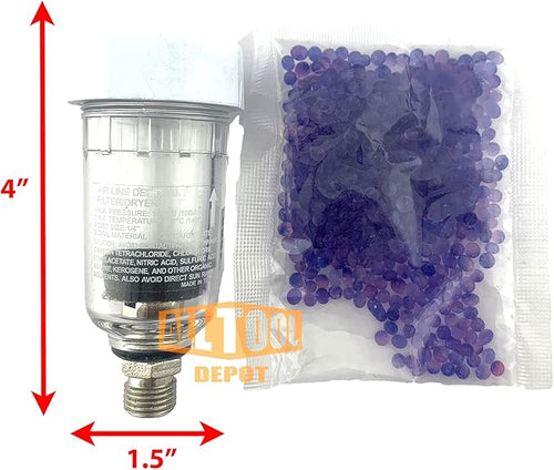 1/4" NPT Mini Compressed Air In Line Filter Desiccant Dryer Moisture Water Separator - Image 2