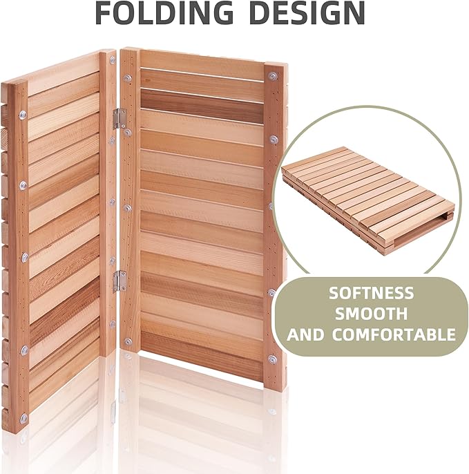 bingaai Cedar Wood Shower Mat, Cedar Wooden Bath Mats, 30" Square Mat, Foldable Wood Bath Mat Non-Slip for Bathroom Bathtub Spa Sauna Garden Home, Wooden Floor Mat Large for Indoor and Outdoor - Image 4