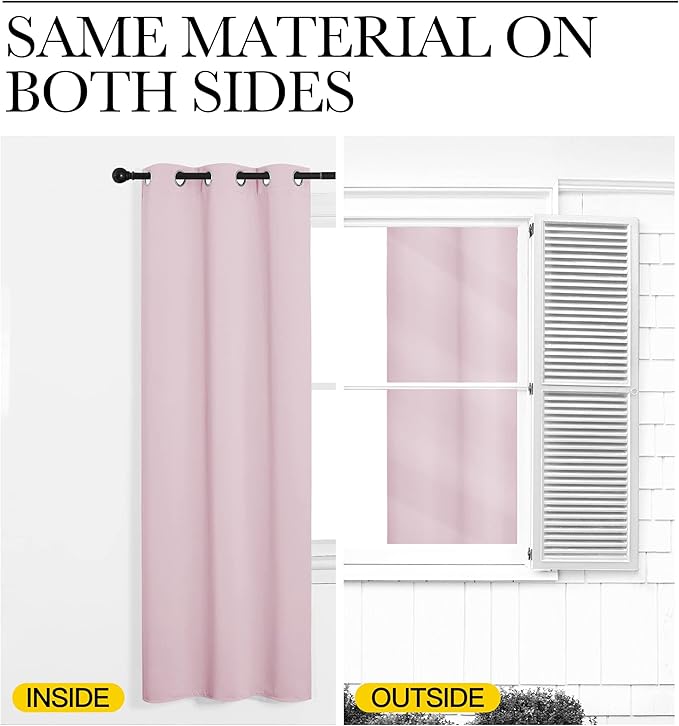 NICETOWN Blackout Curtain 68 inch Long, 55 inches Width, 1 Panel, Baby Pink, Thermal Insulated Window Treatment with Grommet Room Darkening Thermal Insulated Panel for Bedroom/Living Room - Image 5